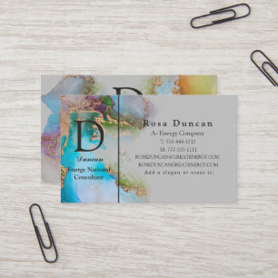 Professional Elegant Gold Light Grey Blue Purple Business Card