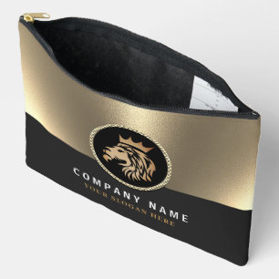 Professional Elegant Gold Lion Logo Accessory Pouch