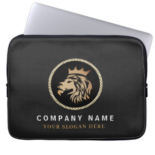 Professional Elegant Gold Lion Logo Laptop Sleeve