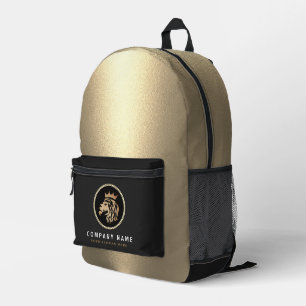 Professional Elegant Gold Lion Logo Printed Backpack