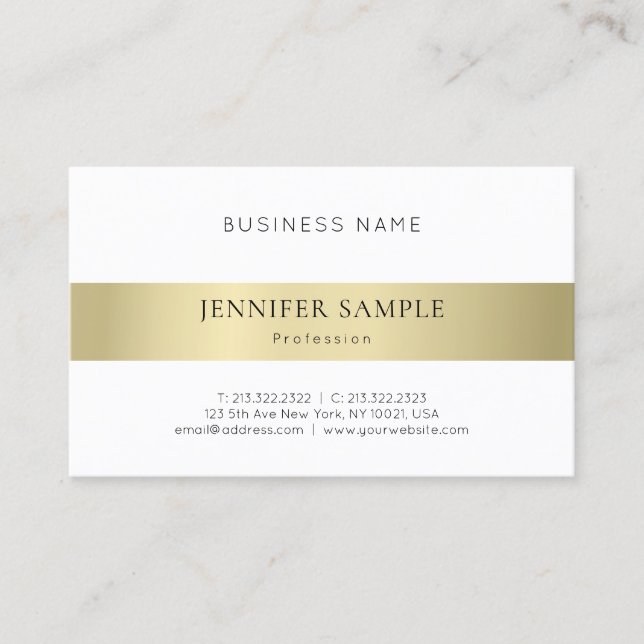 Professional Elegant Gold Look Minimalist Plain Business Card (Front)