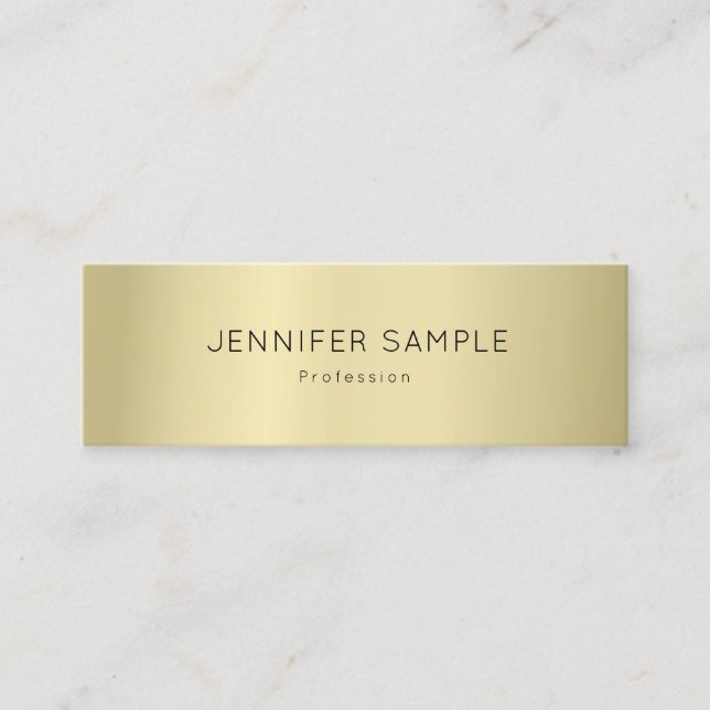 Professional Elegant Gold Look Sleek Plain Modern Mini Business Card (Front)
