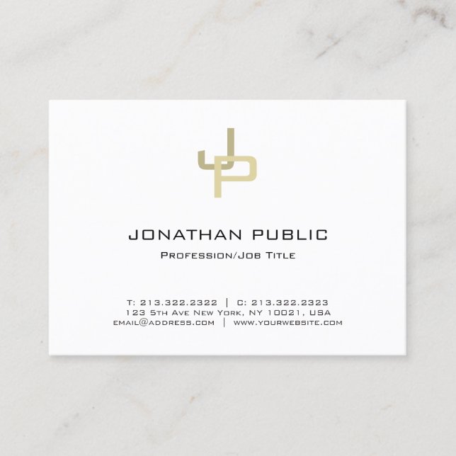 Professional Elegant Gold Monogram Modern Simple Business Card (Front)
