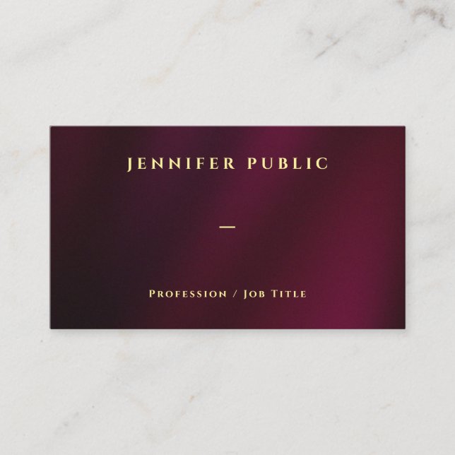 Professional Elegant Gold Text Luxury Premium Silk Business Card (Front)