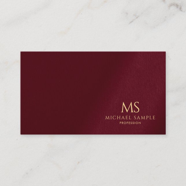 Professional Elegant Gold Text Monogram Initial Business Card (Front)