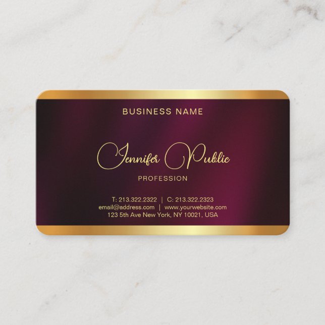 Professional Elegant Gold Text Rounded Corner Business Card (Front)