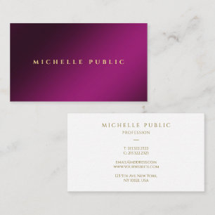 Professional Elegant Gold Text Template Purple Business Card