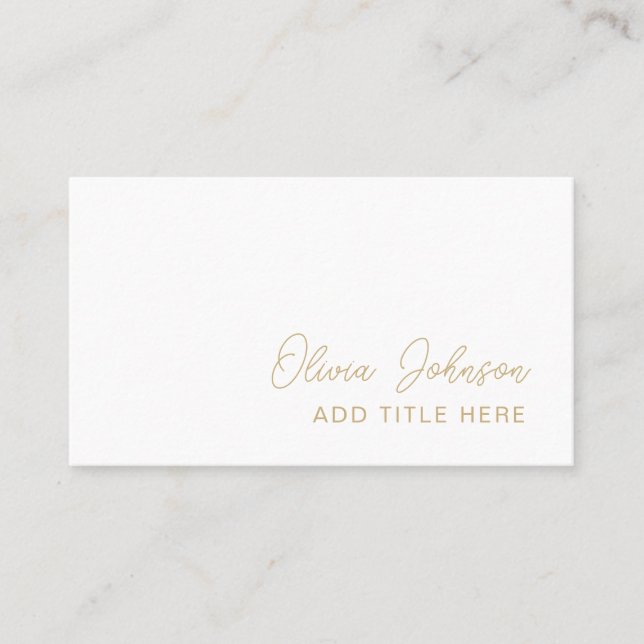 Professional Elegant Gold White Business Card (Front)