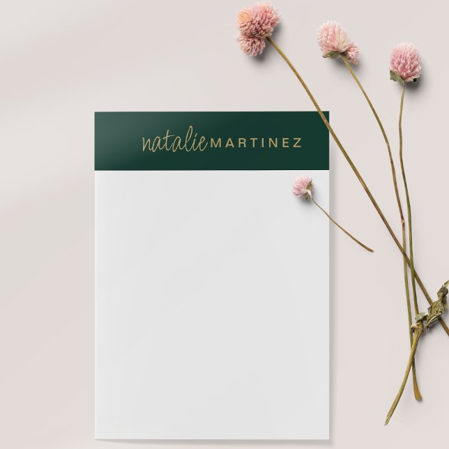 Professional Elegant Green Gold Personalised Large Post-it Notes (Creator Uploaded)