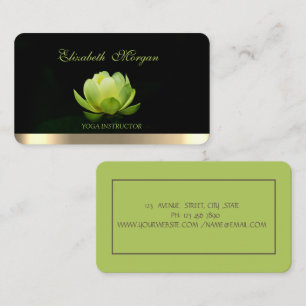 Professional Elegant Green Lotus,Yoga  Business Card