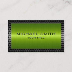 Professional Elegant Green Metallic Metal Border Business Card