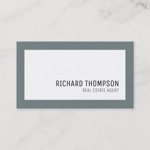 Professional & Elegant, Grey Border, Minimal Business Card