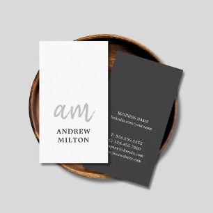 Professional Elegant GreyWhite Monogram Consultant Business Card