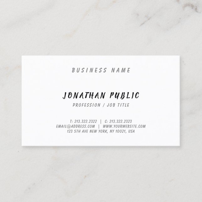 Professional Elegant Hand Script Smart Modern Business Card (Front)