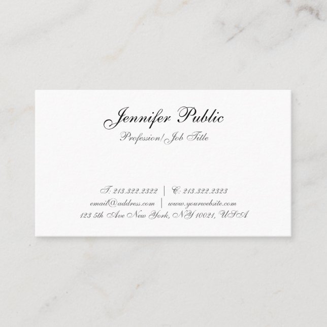 Professional Elegant Handwritten Text Modern Business Card (Front)