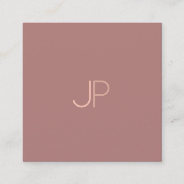 Professional Elegant Initial Letter Luxury Plain Square Business Card (Front)