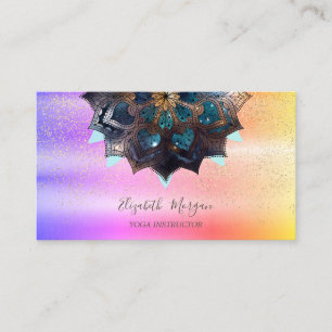 Professional Elegant Mandala,Confetti Yoga Ombre Business Card