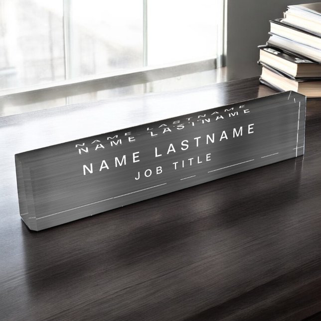 Professional Elegant Metallic Black Desk Nameplate (Creator Uploaded)
