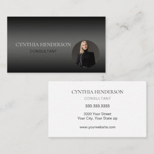 Professional Elegant Minimal Black Gradient Photo Business Card