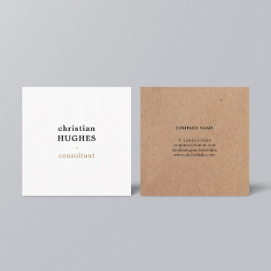 Professional Elegant Minimal Kraft Brown White Square Business Card