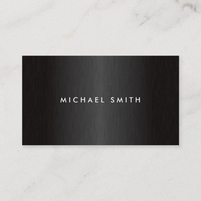 Professional Elegant Modern Black Brushed Metal Business Card (Front)