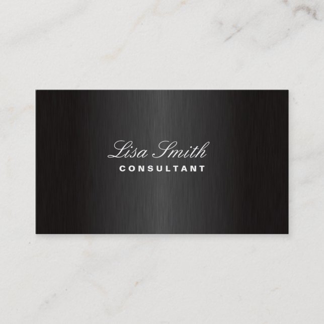 Professional Elegant Modern Black Brushed Metal Business Card (Front)