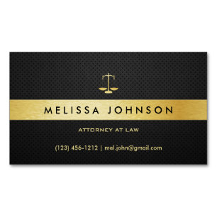 Professional Elegant Modern Black & Gold Attorney Magnetic Business Card