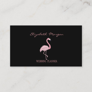 Professional Elegant Modern Black,Pink Flamingo Business Card