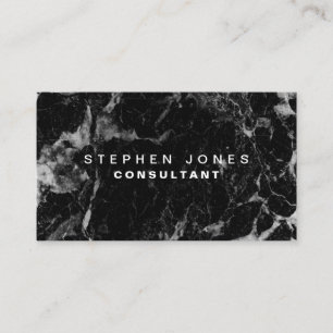 Professional Elegant Modern Black Plain Marble Business Card