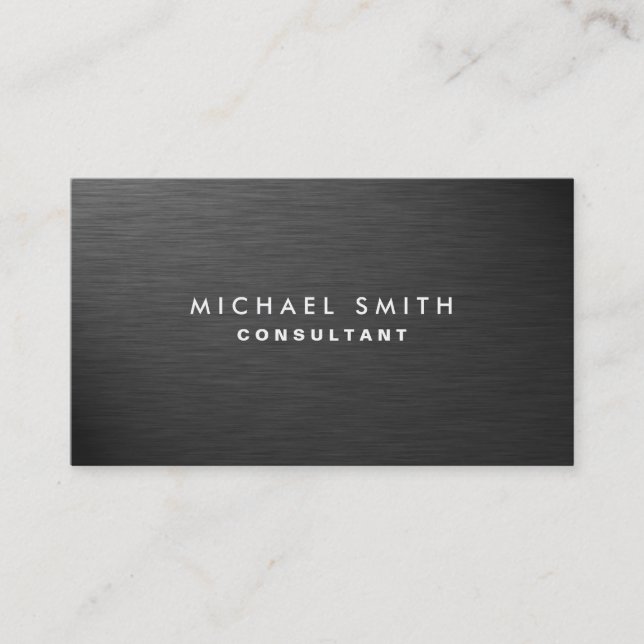 Professional Elegant Modern Black Plain Metal Business Card (Front)