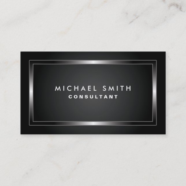 Professional Elegant Modern Black Plain Simple Business Card (Front)