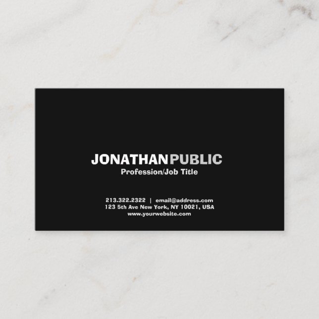 Professional Elegant Modern Black Simple Plain Business Card (Front)
