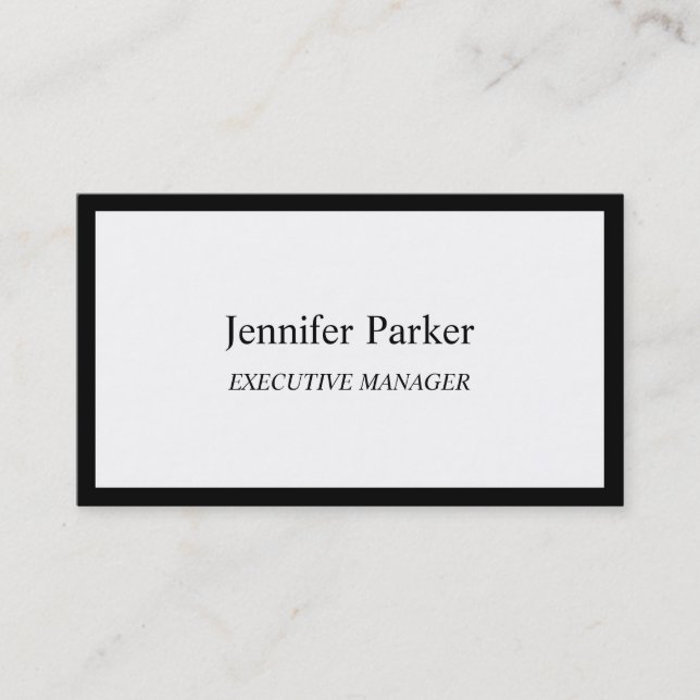 Professional Elegant Modern Black White Business Card (Front)