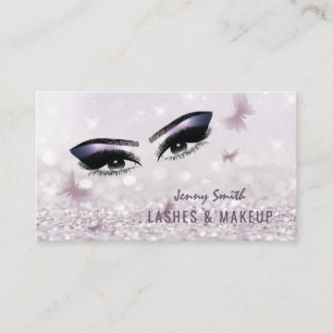 Professional elegant modern bokeh butterfly makeup business card