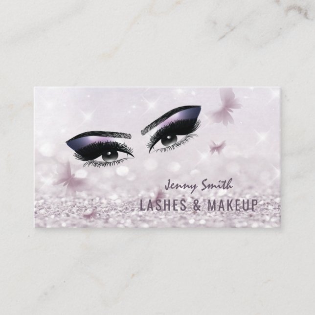 Professional elegant modern bokeh butterfly makeup business card (Front)