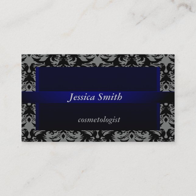 Professional elegant modern damask velvet business card (Front)