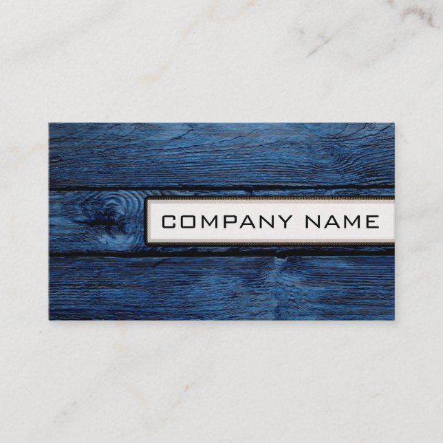 Professional Elegant Modern Dark Blue Wood Look Business Card (Front)