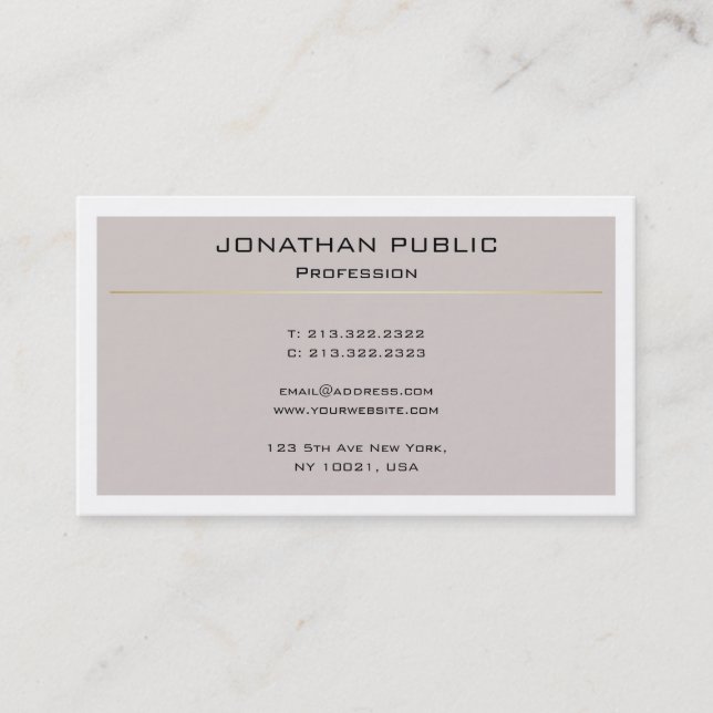 Professional Elegant Modern Design Simple Plain Business Card (Front)