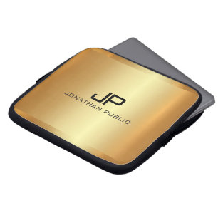 Professional Elegant Modern Luxe Gold Template Laptop Sleeve