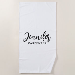 Professional elegant modern minimalist add name beach towel