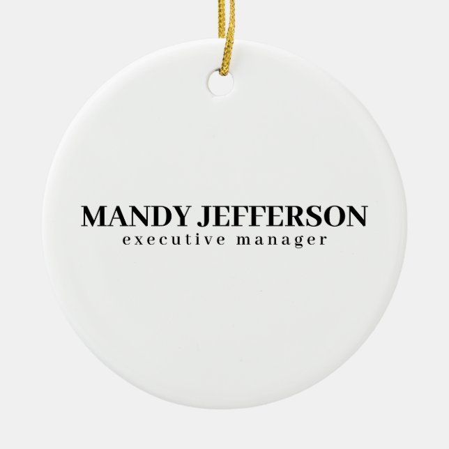 Professional elegant modern minimalist add name ceramic ornament (Front)
