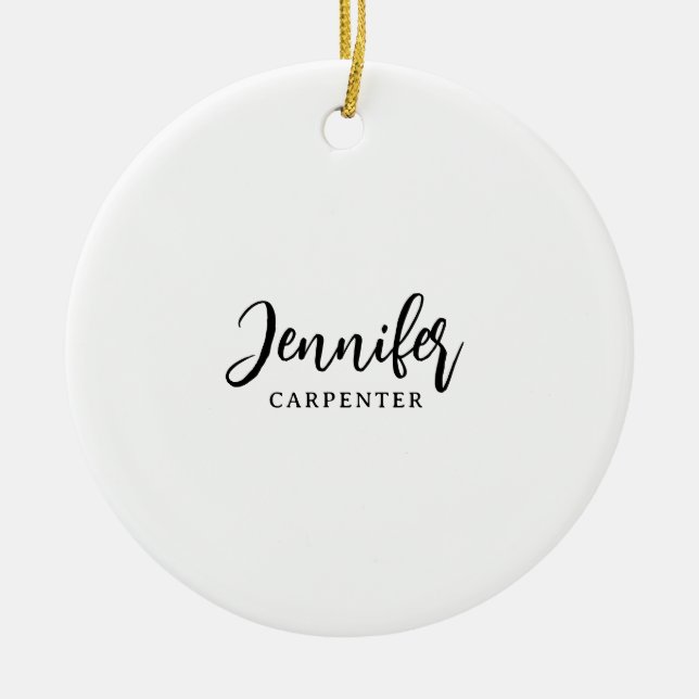 Professional elegant modern minimalist add name ceramic ornament (Front)