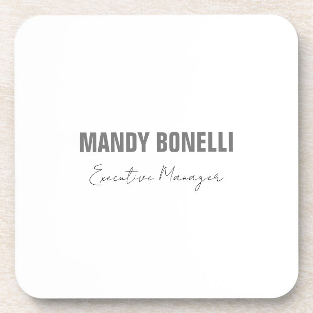 Professional elegant modern minimalist add name coaster (Front)