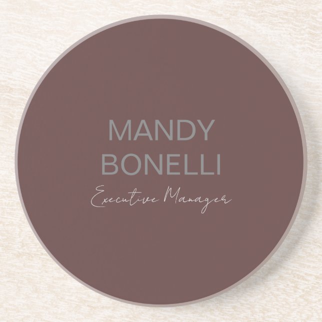 Professional elegant modern minimalist add name coaster (Front)