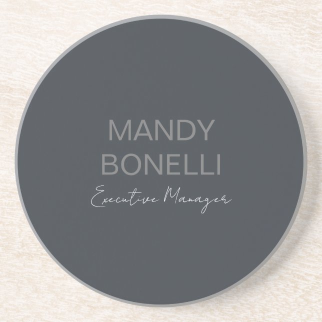Professional elegant modern minimalist add name coaster (Front)