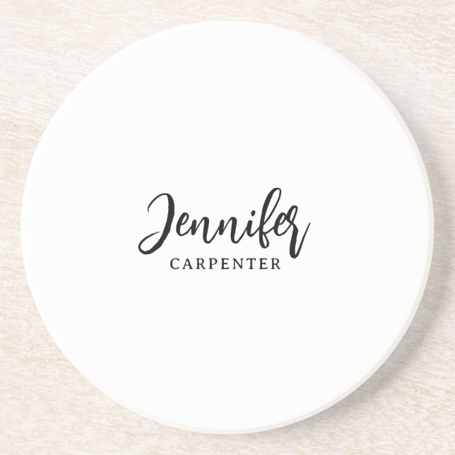 Professional elegant modern minimalist add name coaster (Front)