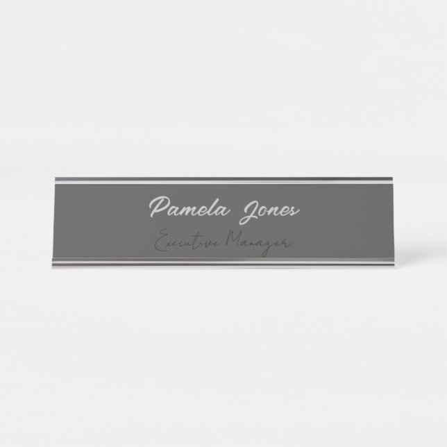 Professional elegant modern minimalist add name desk name plate (Front)
