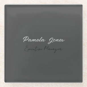 Professional elegant modern minimalist add name glass coaster
