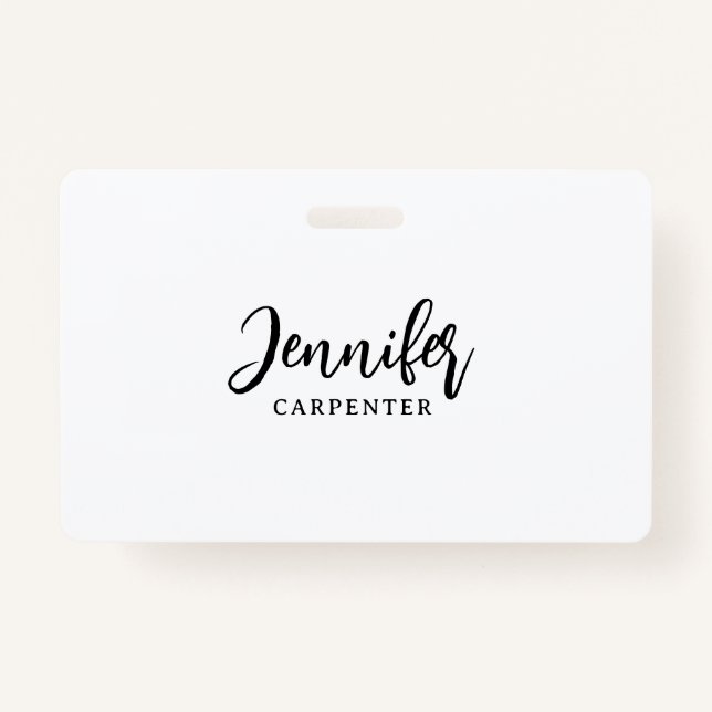Professional elegant modern minimalist add name ID badge (Front)
