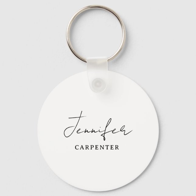 Professional elegant modern minimalist add name key ring (Front)